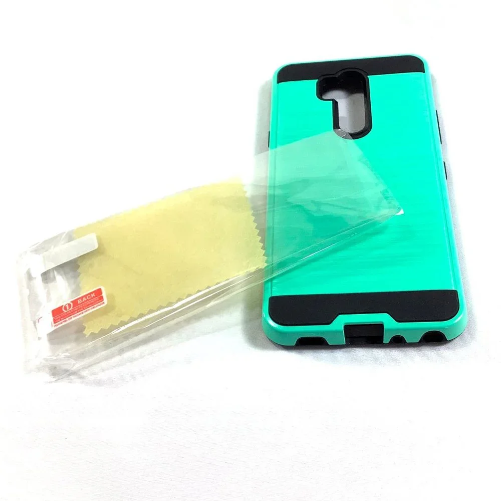 NEW LG G7 Rugged Case Cover Clear Screen Green